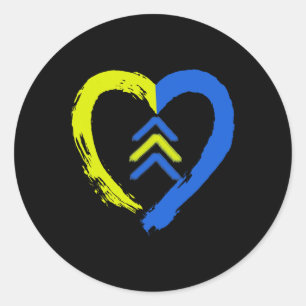 Pegatina Redonda 3 Flechas Corazón Amor Abajo Síndrome Conciencia
