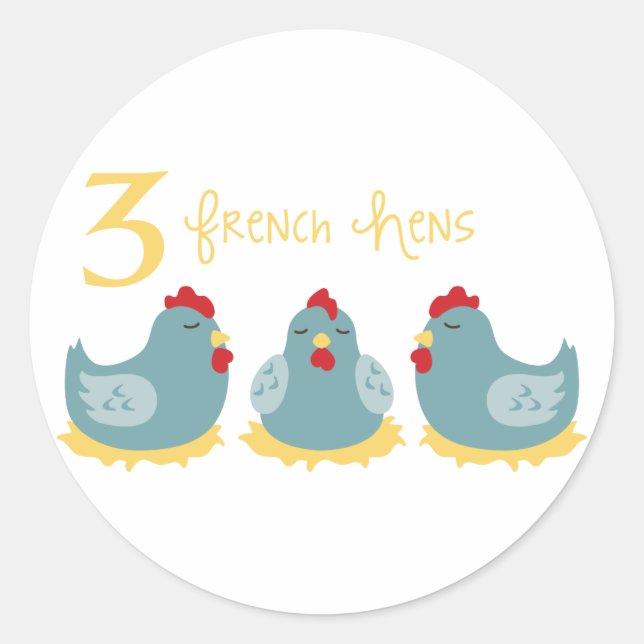 Pegatina Redonda 3 gallinas francesas (Anverso)