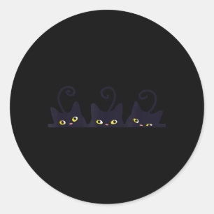 Pegatina Redonda 3 Gatos Negros Diseño Divertido Lindo Mujeres Homb