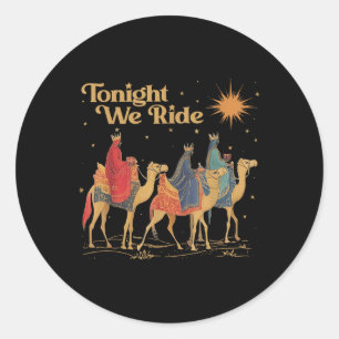 Pegatina Redonda 3 Hombres Sabios Esta Noche Viajamos Navidades