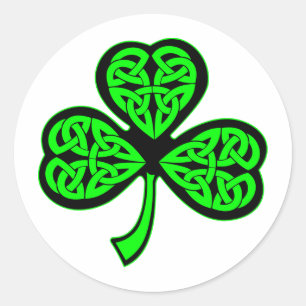 Pegatina Redonda 3 Leaf Celtic Clover Shamrock