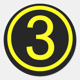 Pegatina Redonda 3 - número tres