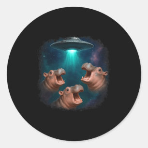 Pegatina Redonda 3 Ufo Bebé Cadera Divertido Hiptamus Gráfico Amant