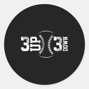 Pegatina Redonda 3 UP 3 Down Béisbol  