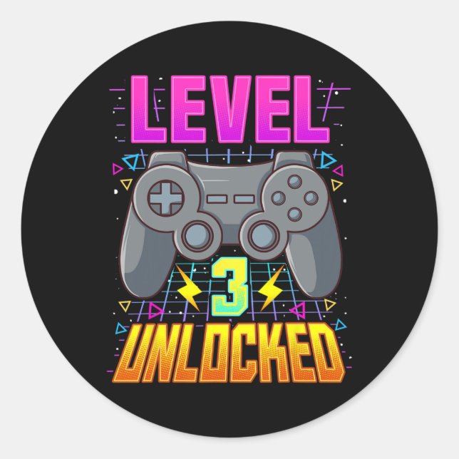 Pegatina Redonda 3 Videojuegos de camisetas desbloqueados Niños ter (Anverso)