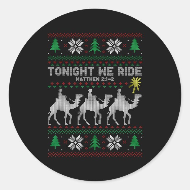 Pegatina Redonda 3 Wise Men Tonight We Ride Christmas  (Anverso)