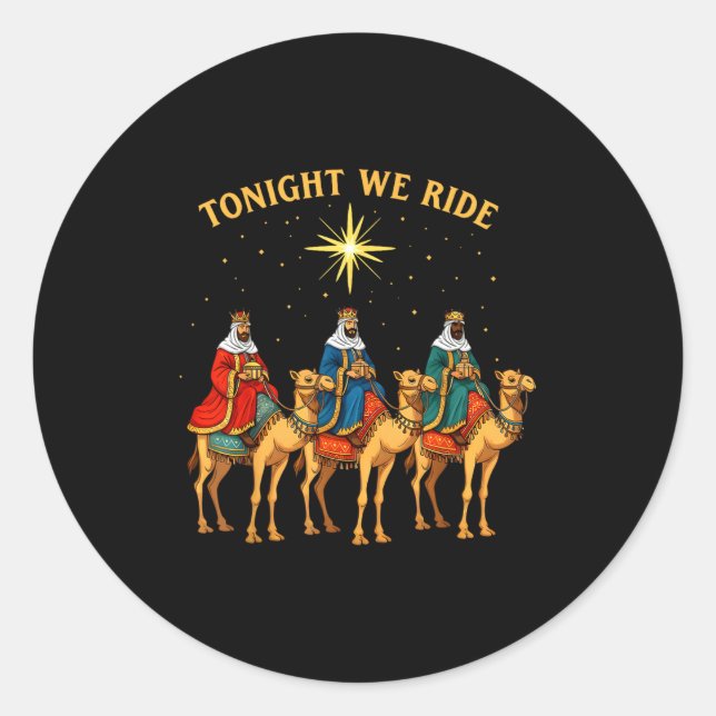 Pegatina Redonda 3 Wise Men Tonight We Ride Christmas  (Anverso)