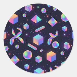 Pegatina Redonda 3D Holographic Iridescent Geometric Sticker
