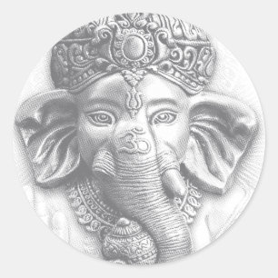 Pegatina Redonda 3d Lord Ganesha - Om