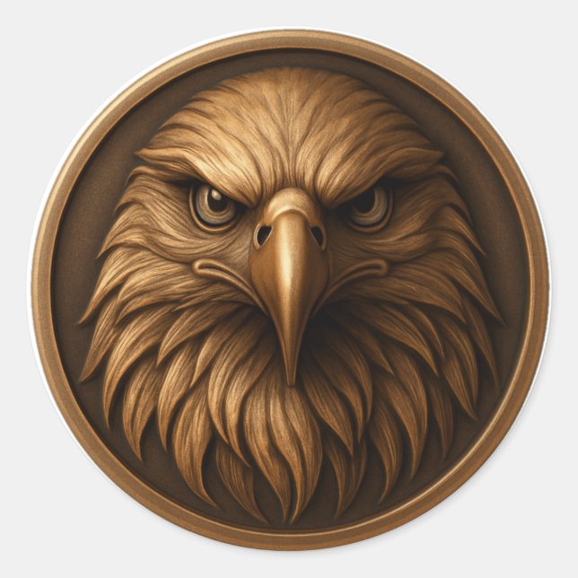Pegatina Redonda 3D Royal Eagle Head Medallion Style Sticker (Anverso)
