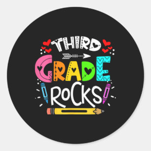 Pegatina Redonda 3er Grado Rocks Tercer Grado Rock Ck Al Colegio 