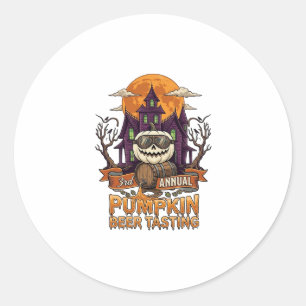 Pegatina Redonda 3er Tasting Anual de Cerveza de Calabaza Halloween