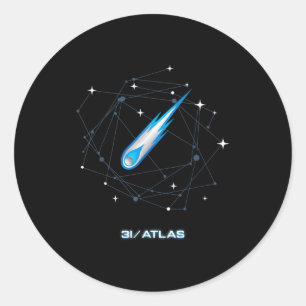 Pegatina Redonda 3i Atlas Cometa Interestelar 2025 Astronomía Espac