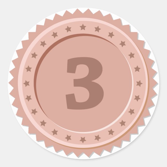 Pegatina Redonda 3rd Place Bronze Medal (Anverso)