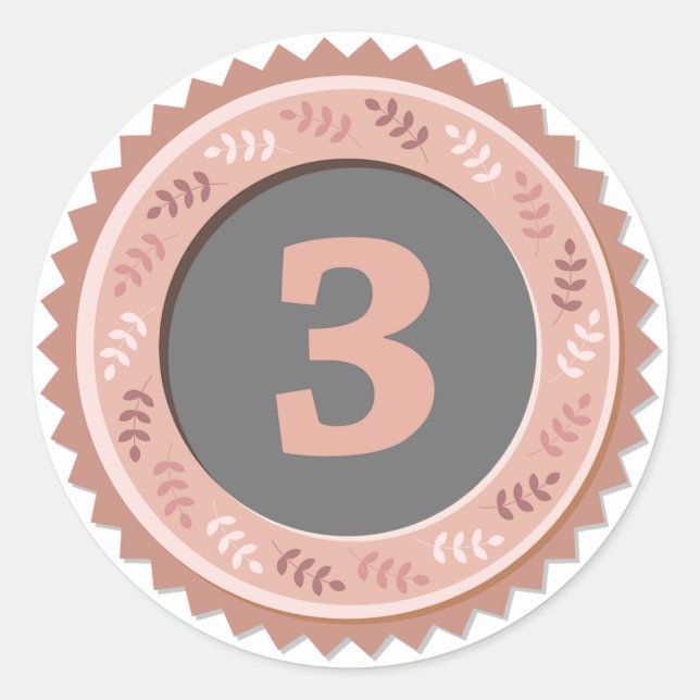 Pegatina Redonda 3rd Place Bronze Medal Dark (Anverso)