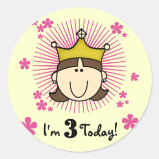 Pegatina Redonda 3ro cumpleaños camisetas y regalos de la princesa