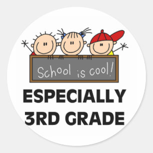 Pegatina Redonda 3ro La escuela primaria es fresca