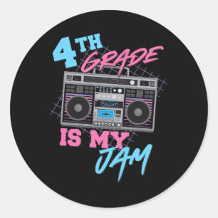 Pegatina Redonda 4º grado es mi mermelada - profesor de boombox de