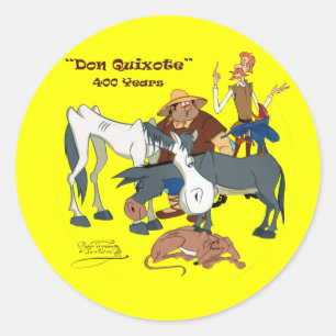 Pegatina Redonda 400 años Don Quijote @QUIXOTEdotTV
