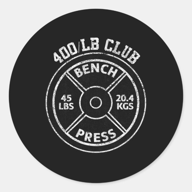 Pegatina Redonda 400 Lbs Pound Bench Press Club Gym Weightlifting P (Anverso)