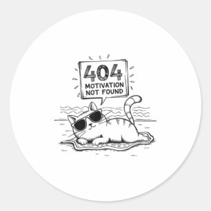 Pegatina Redonda 404 Motivación No Encontrada Divertido Gato Perezo