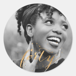 Pegatina Redonda 40.ª foto de oro de cumpleaños