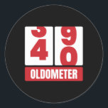 Pegatina Redonda 40.º 40 Cumpleaños Gracioso Regalo Hombres Mujeres<br><div class="desc">40.º 40 Cumpleaños Gracioso Regalo Hombres Mujeres Oldometer -40</div>