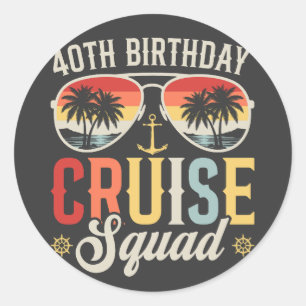 Pegatina Redonda 40.º Aniversario De La Familia Cruise Squad