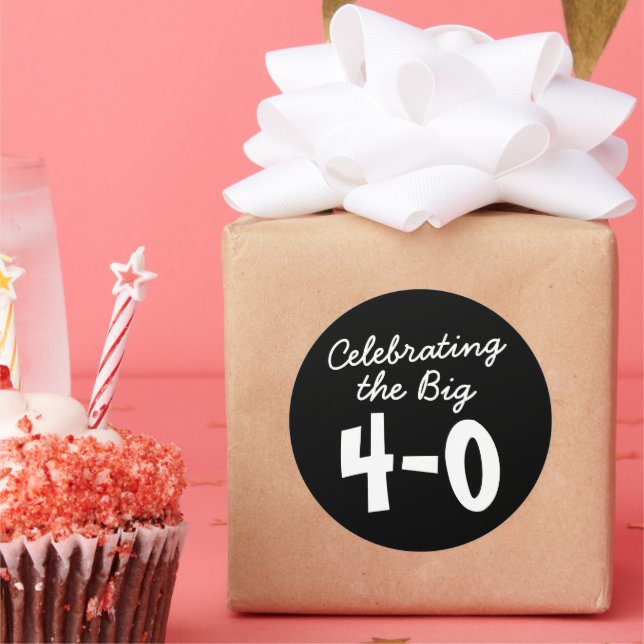 Pegatina Redonda 40.º cumpleaños celebrando los grandes 4-0 Pegatin (Fiesta)