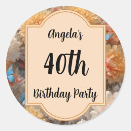 Pegatina Redonda 40.º Fiesta de cumpleaños