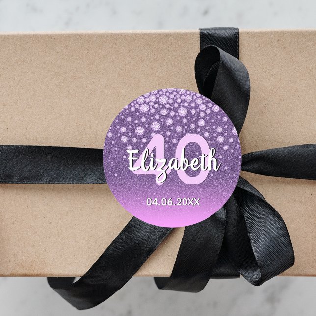 Pegatina Redonda 40.º purpurina de diamantes púrpura (Subido por el creador)