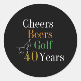 Pegatina Redonda 40 Años y Cervezas Golf Negro y Oro