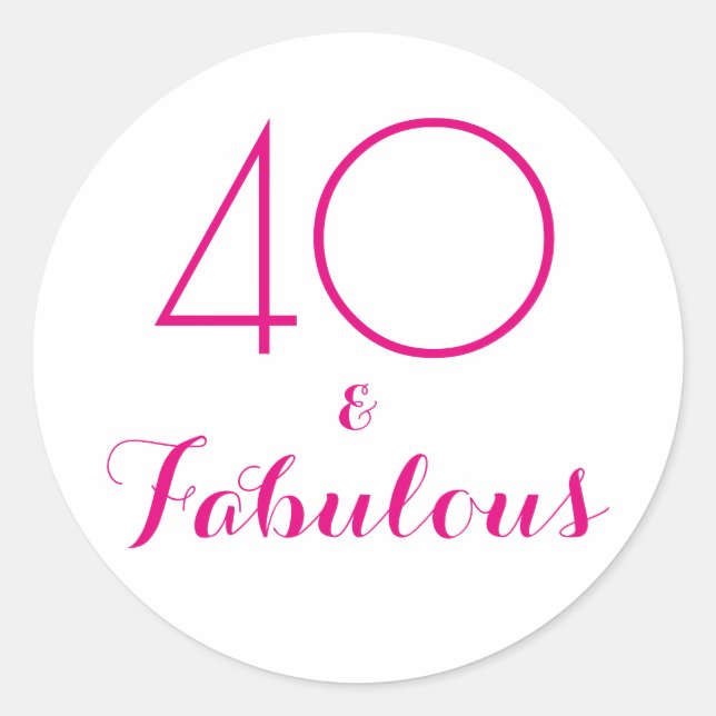 Pegatina Redonda 40 y fabuloso | Tipografía 40 cumpleaños (Anverso)