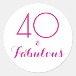 Pegatina Redonda 40 y fabuloso | Tipografía 40 cumpleaños