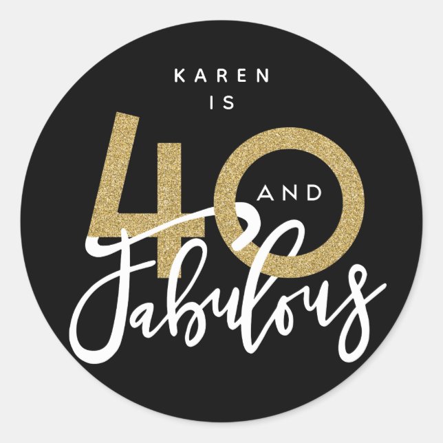 Pegatina Redonda 40 y fabulosos pegatinas (Anverso)