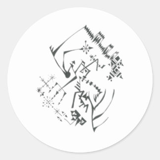 Pegatina Redonda 41 Arte Tribal Abstracto Blanco Negro Tatuaje