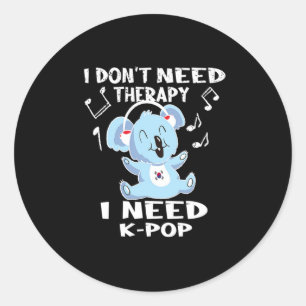 Pegatina Redonda 41. No necesito terapia necesito KPop