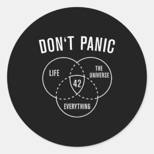 Pegatina Redonda 42 Respuesta a la vida universo y todo No Pa