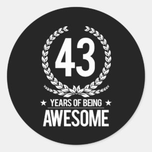 Pegatina Redonda 43 Aniversario (43 Años De Ser Increíble)