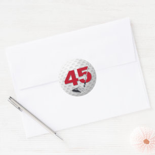 Pegatina Redonda 45.º diseño de la pelota de golf de cumpleaños