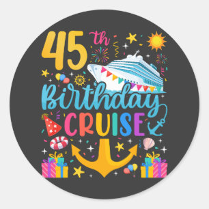 Pegatina Redonda 45.º Fiesta del Día B del crucero de cumpleaños