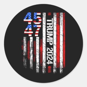 Pegatina Redonda 45 47 Bandera estadounidense de Trump 2024: Ee. Uu