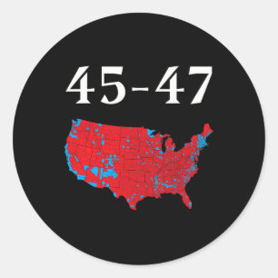 Pegatina Redonda 45 47 Mapa electoral de Trump 2024