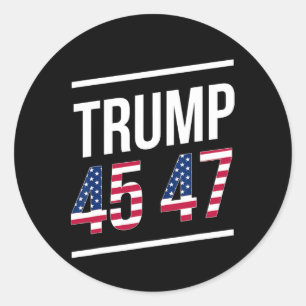 Pegatina Redonda 45 47 Trump 2024 Presidente Vintage Bandera Estado