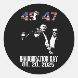 Pegatina Redonda 45 - 47 Trump Fight Inauguration Day 2025 Vanc