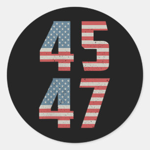 Pegatina Redonda 45 47 Trump Vintage Retro Estados Unidos Bandera 2