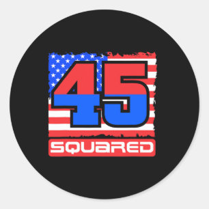 Pegatina Redonda 45 al cuadrado Segundo mandato Trump EE. UU.