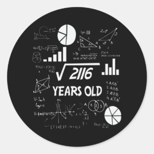 Pegatina Redonda 46.ª matemática raíz cuadrada de cumpleaños, cumpl