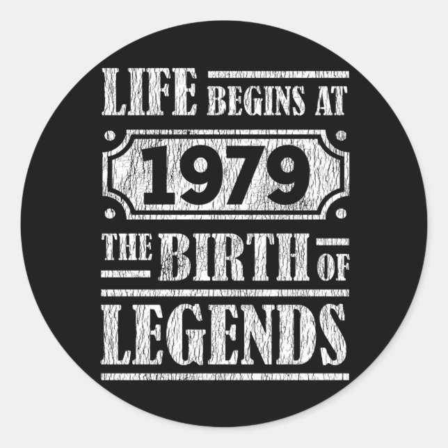 Pegatina Redonda 46 Años De Edad 1979 Nacimiento De Leyenda 46 Años (Anverso)