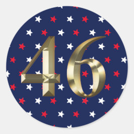 Pegatina Redonda "46" Biden President, Biden Harris 2020 Gold Blue